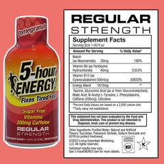 Box of 5-hour ENERGY regular-strength energy shot pomegranate 20-pack, on-the-go convenience