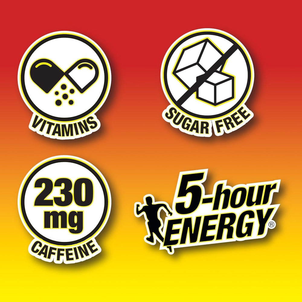 Zero calories sugar-free 5-hour ENERGY packaging for guilt-free energy on the go