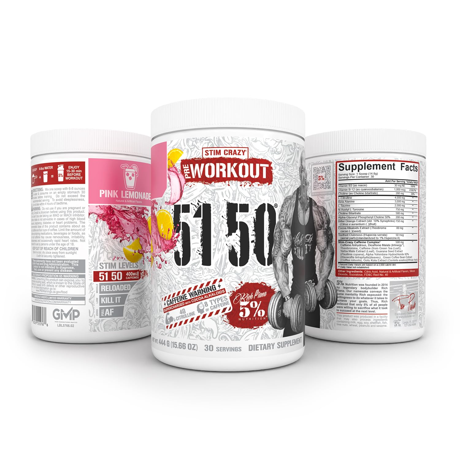 Rich Piana 5150 Pink Lemonade shake being poured for a workout.