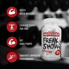 Close-up of Rich Piana Freak Show capsules highlighting formulation quality.