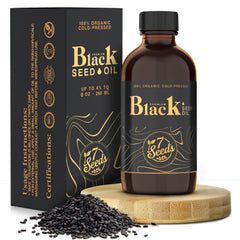 7 Seeds Black Seed Oil bottle pour for easy daily dosing and routine.