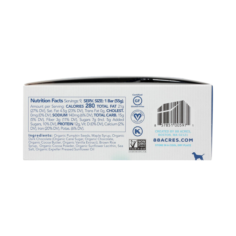 88 Acres brownie seed protein bar on-the-go snack ideal for busy days.