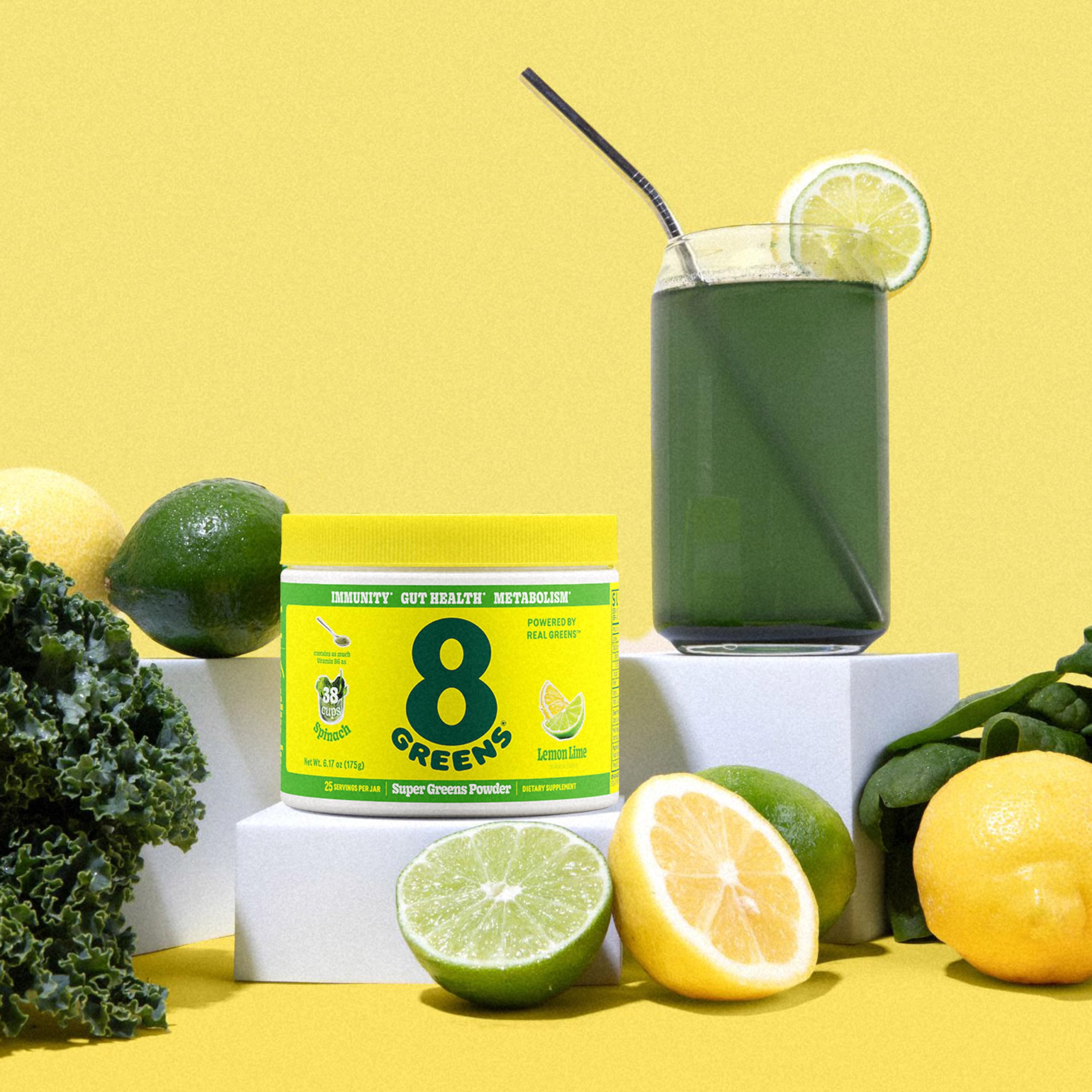 8Greens lemon-lime flavor adds citrus notes to drinks.
