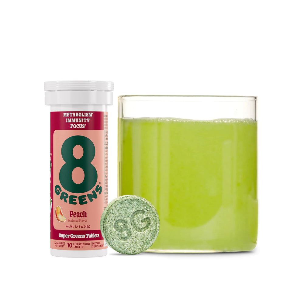 8Greens Supergreens tablets in a bottle for easy daily use