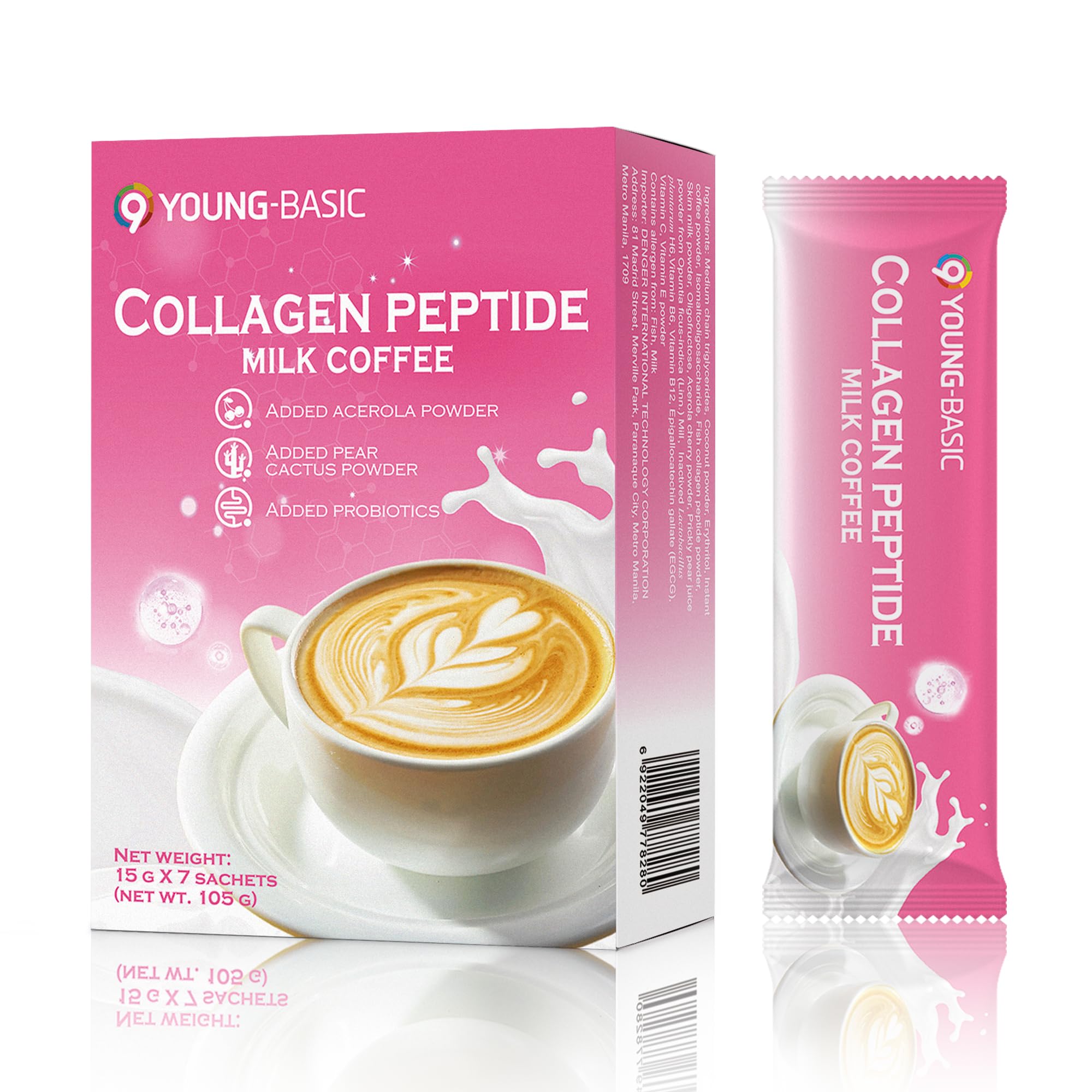 9 YOUNG-BASIC Collagen Peptide Milk Coffee acerola and EGCG antioxidants
