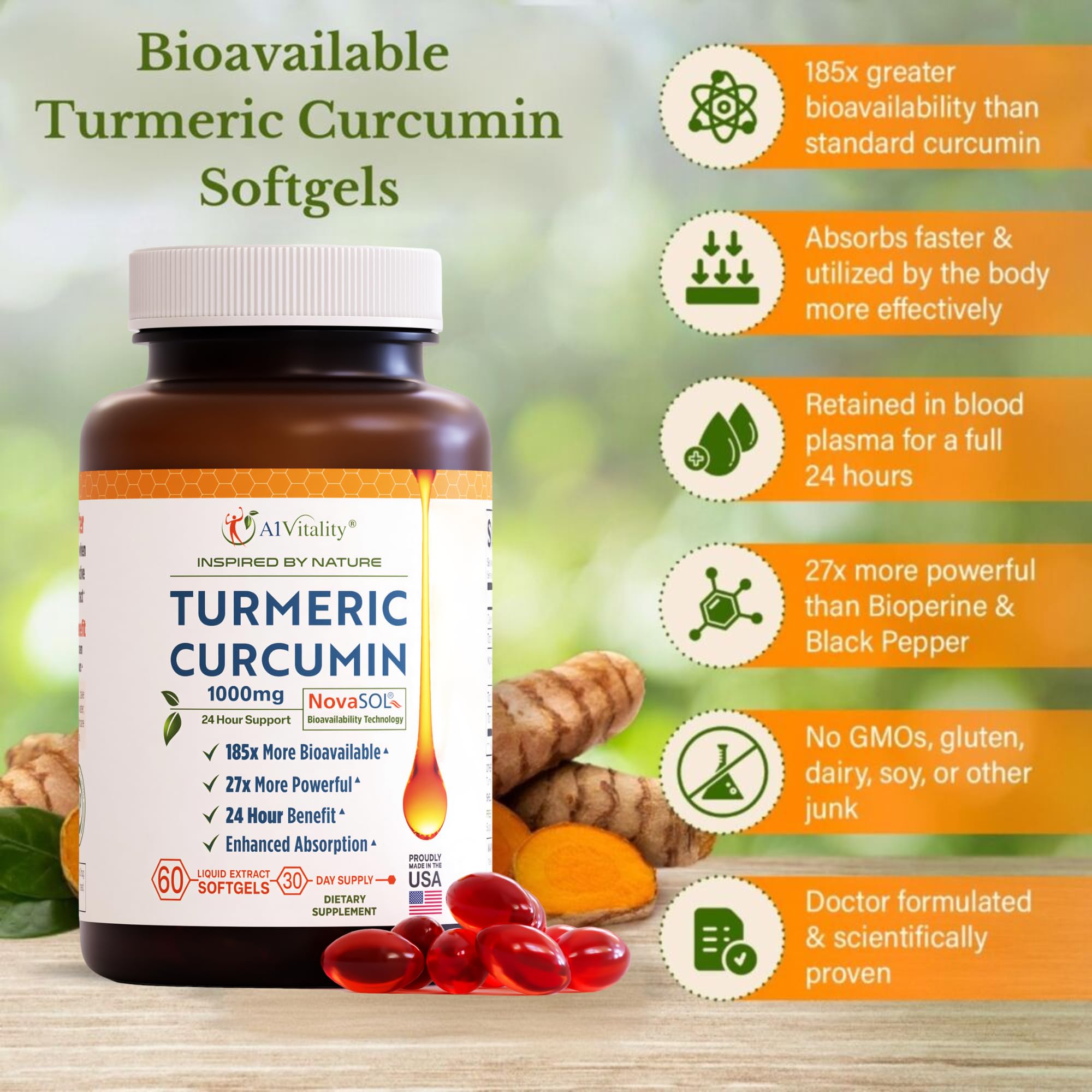 A1Vitality Turmeric Curcumin in daily wellness routine scene