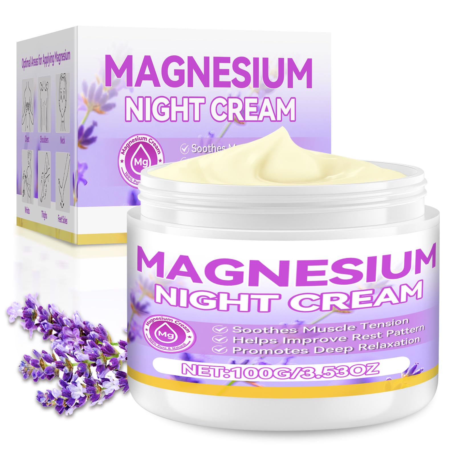 AAROVIBE magnesium cream packaging for easy nighttime skincare routine.