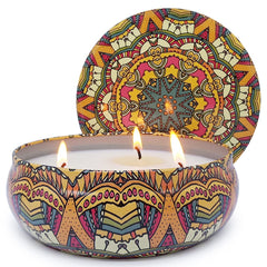Abarli Citronella Candle outdoor large 3-wick with cover enhances patio ambiance.