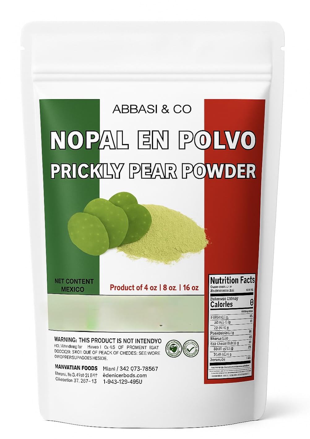 ABBASI & CO Nopal powder bottle for easy smoothie blending and fiber support