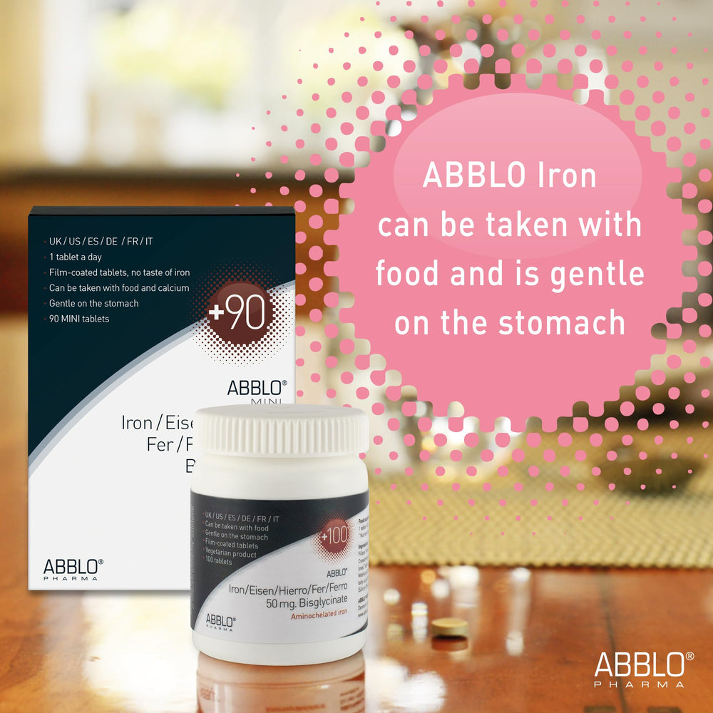 ABBLO bottle and label emphasize no iron taste in use.
