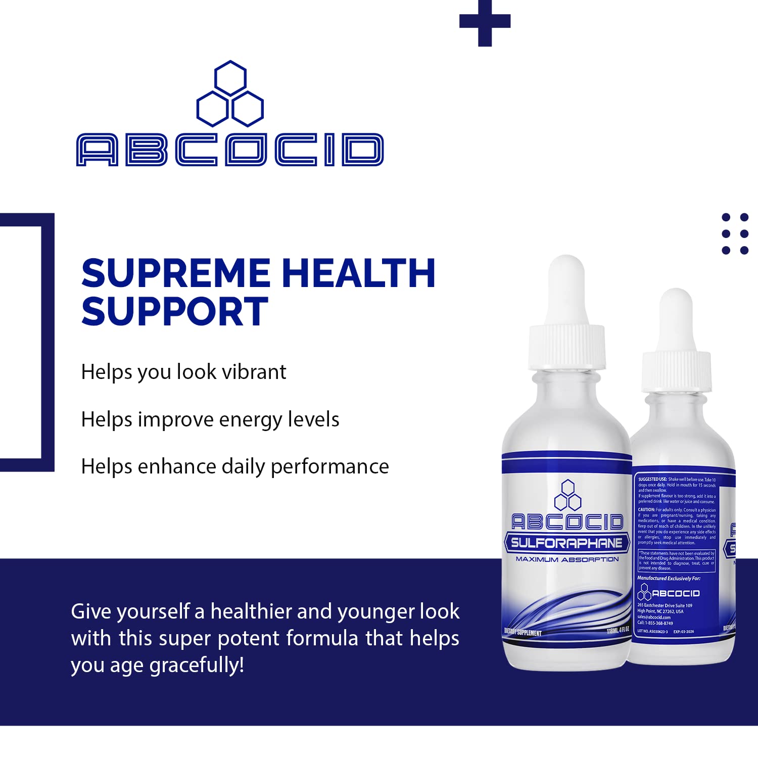 Morning routine glass with ABCOCID sulforaphane in a refreshing mix.