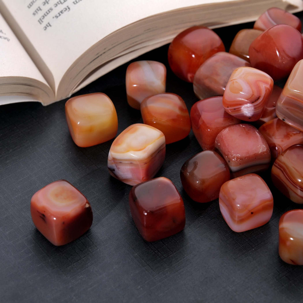 ABHISUBYA Carnelian tumbled stones for rituals and positive energy grids.