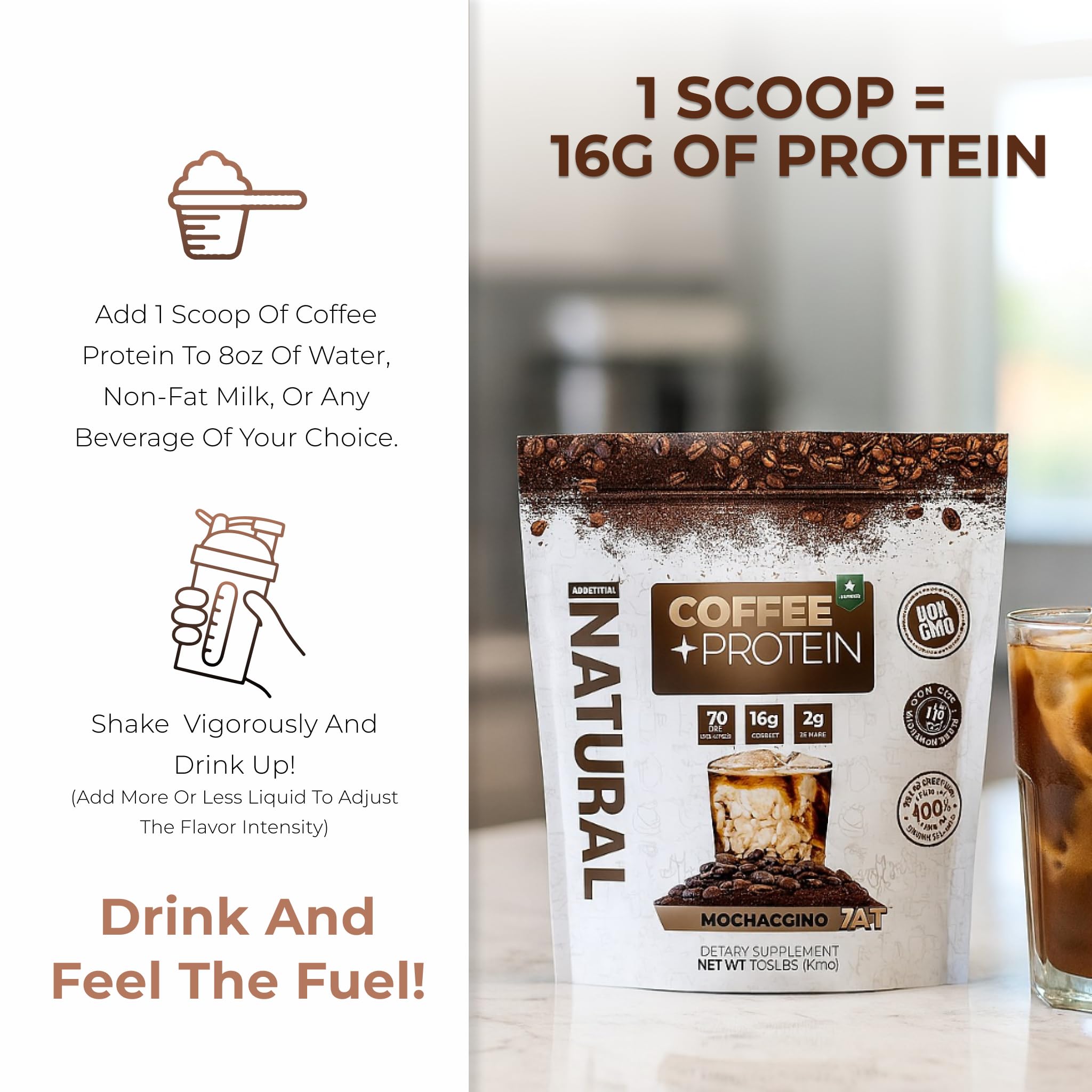 Product box of About Time Coffee + Whey Protein 1.03 lb packaging