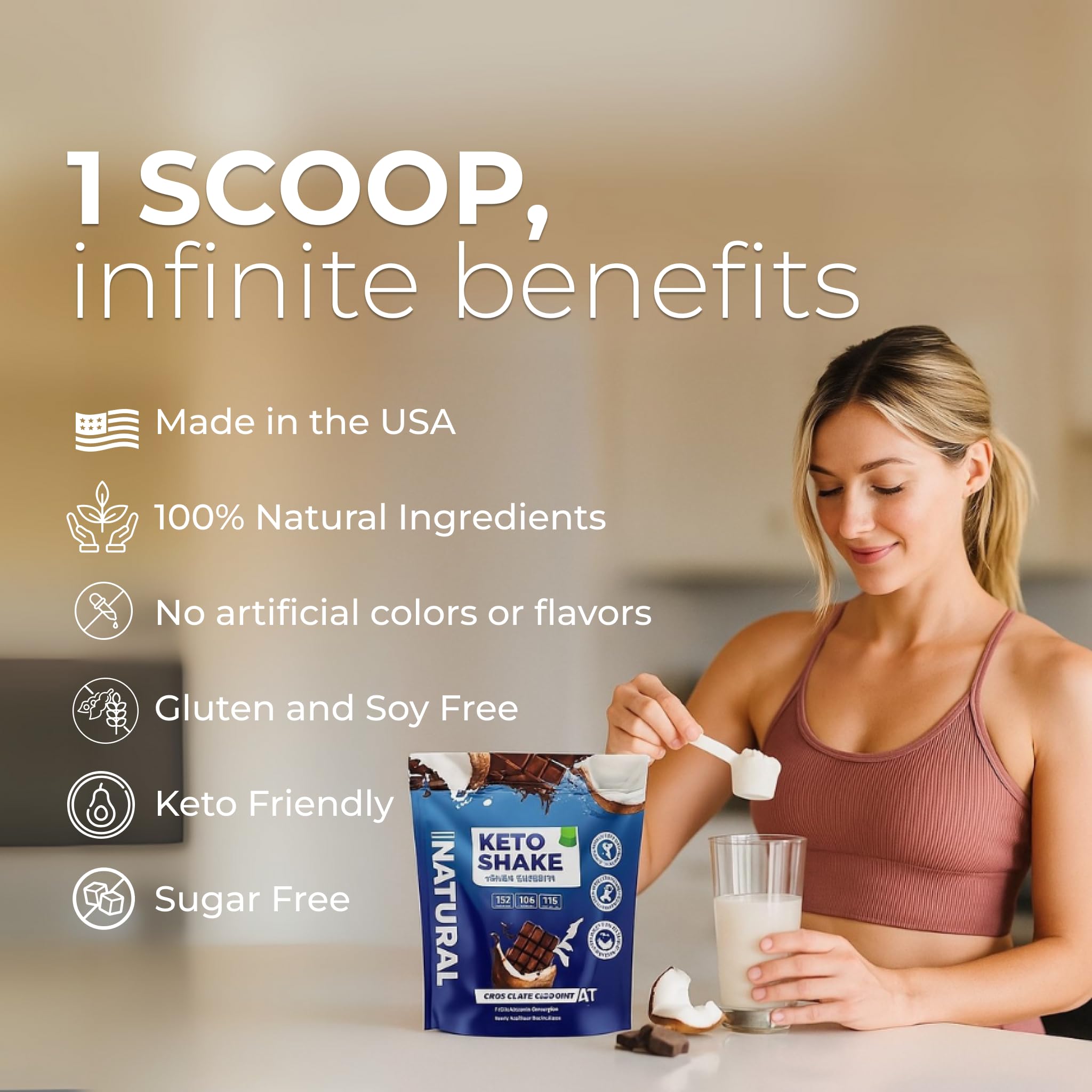 Ingredient close-up: bovine collagen protein and coconut MCTs.