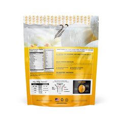 Close-up of About Time label with natural flavors and stevia for a clean taste