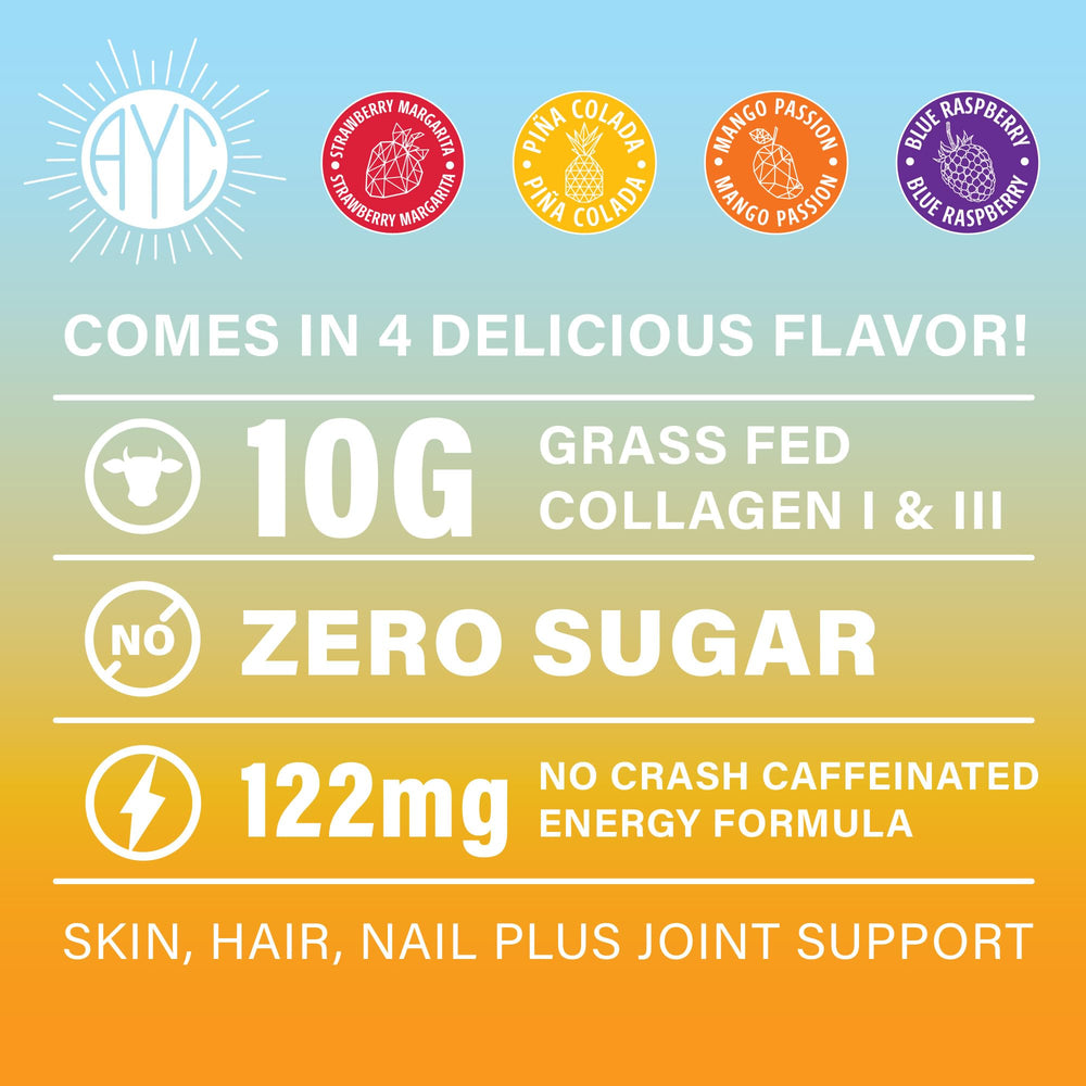 About Your Collagen label closeup with ingredients like Vitamin C and Biotin
