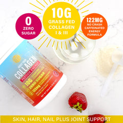 About Your Collagen energy powder being stirred into a morning drink for energy