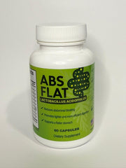 ABSFLAT Lactobacillus Acidophilus bottle-front for daily digestive support.