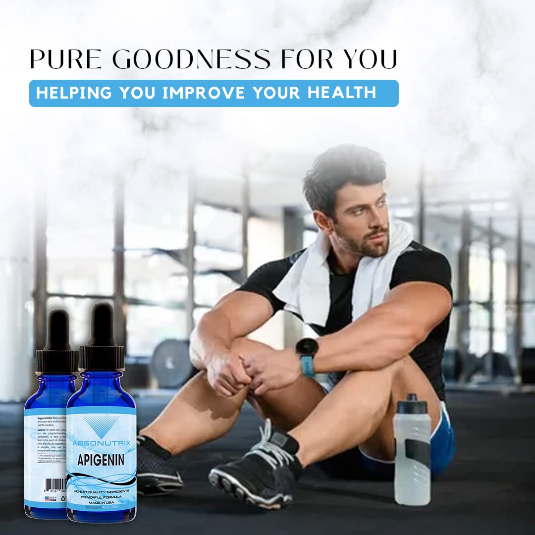 Cruelty-free logo beside Absonutrix Apigenin bottle.