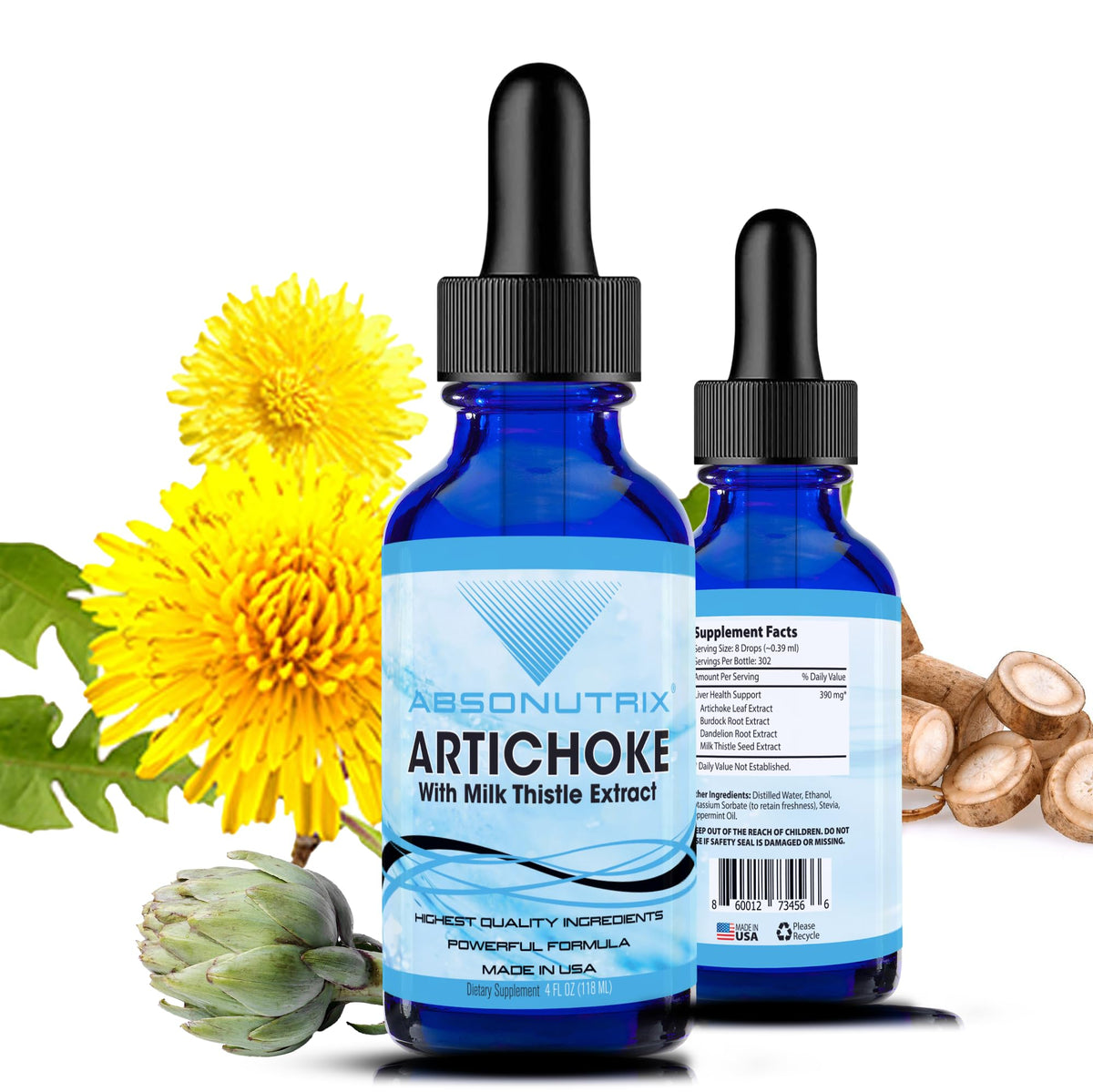 Absonutrix Artichoke Milk Thistle bottle for daily wellness.