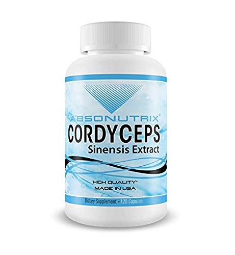 Absonutrix Cordyceps bottle shows the liquid extract for steady energy support.