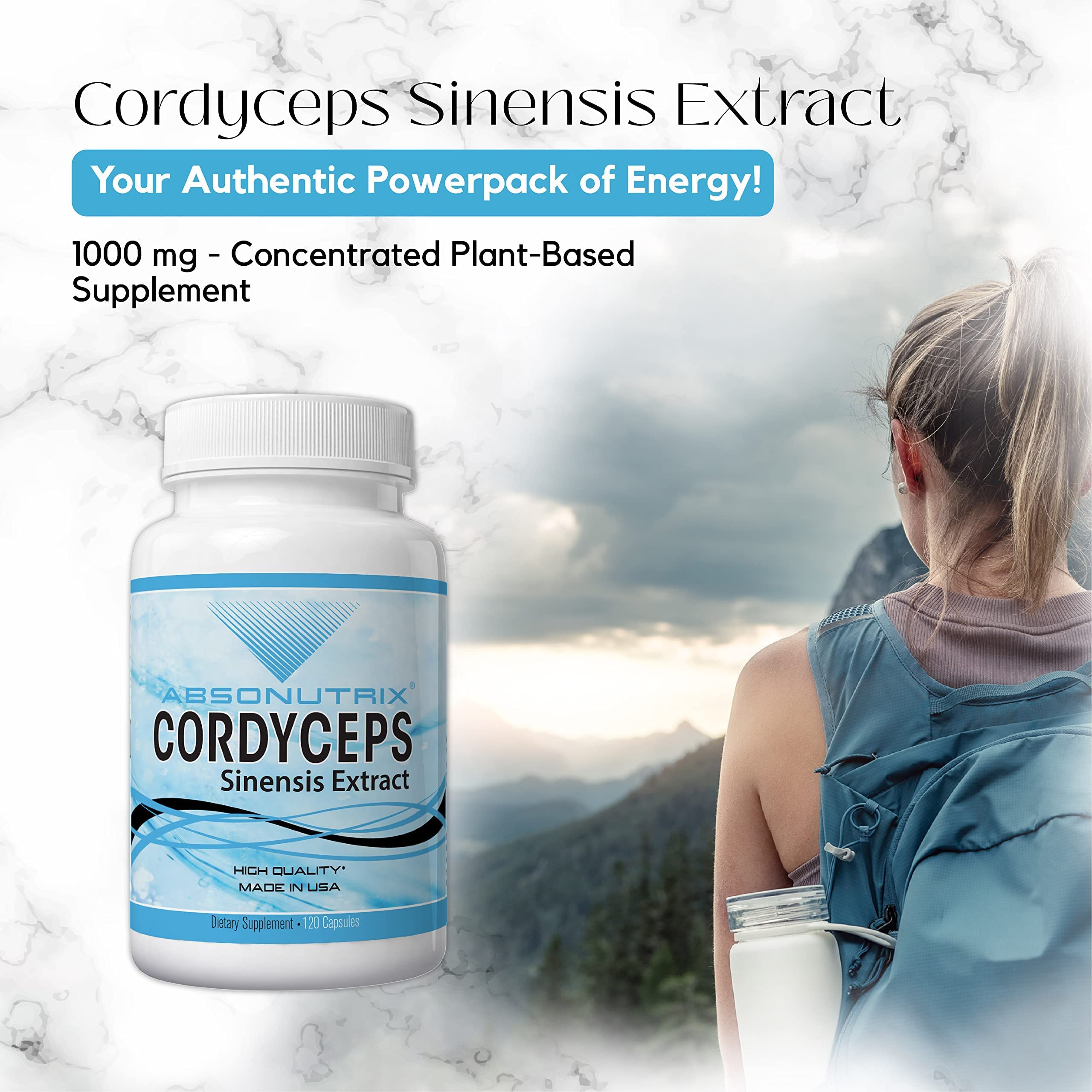 Absonutrix Cordyceps serving image highlights 60 servings per bottle.