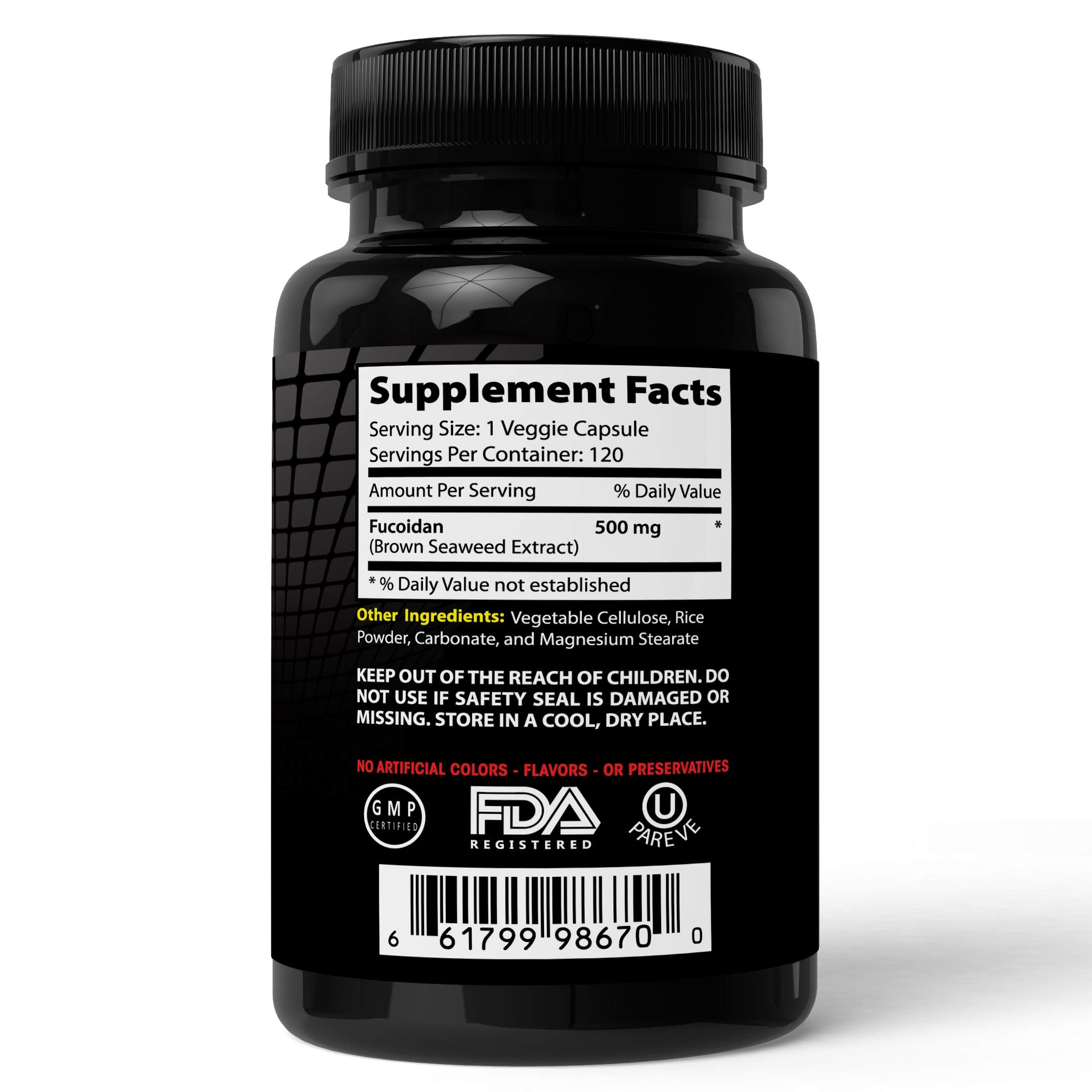 Absonutrix Fucoidan Pure capsules with clear cap hint at product purity