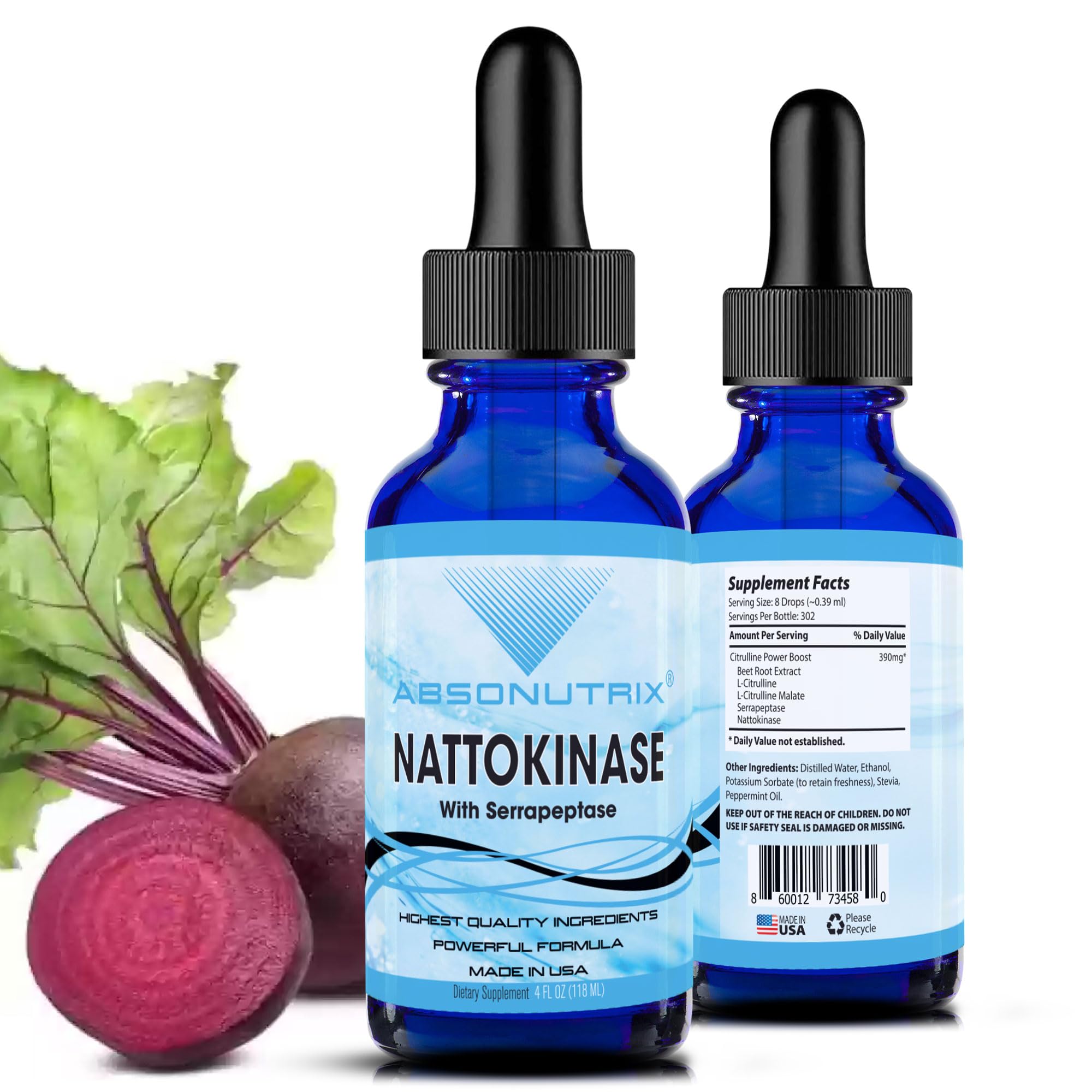 Absonutrix nattokinase-serrapeptase liquid drops bottle for daily wellness