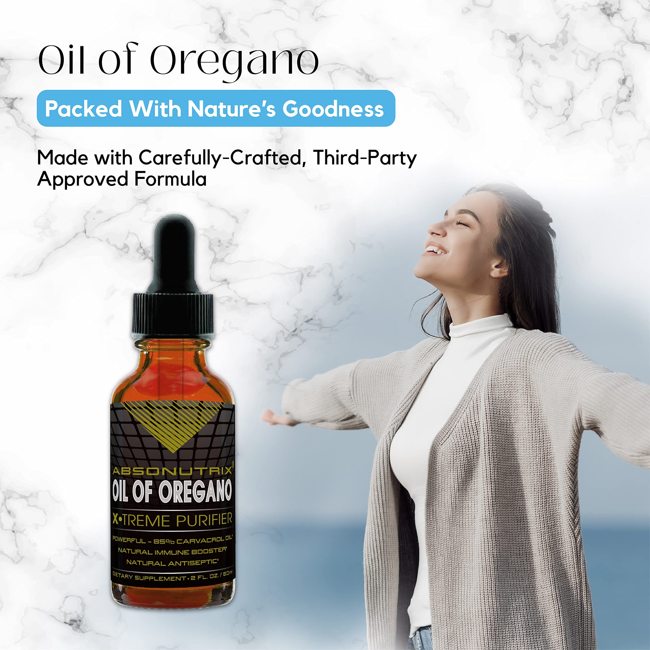 Absonutrix Oil of Oregano ingredient list highlights purity.