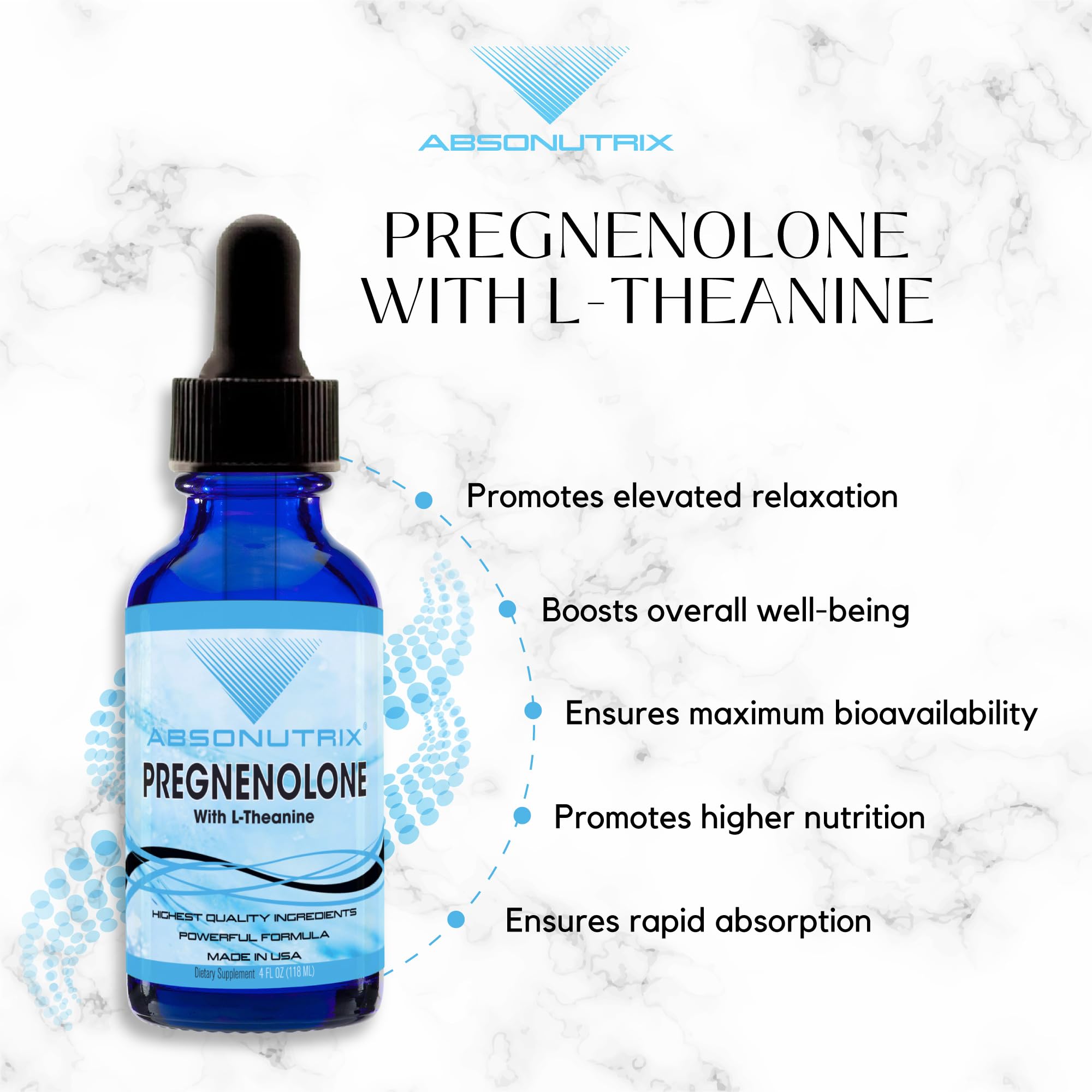 Absonutrix Pregnenolone with L-Theanine packaging designed for on-the-go use