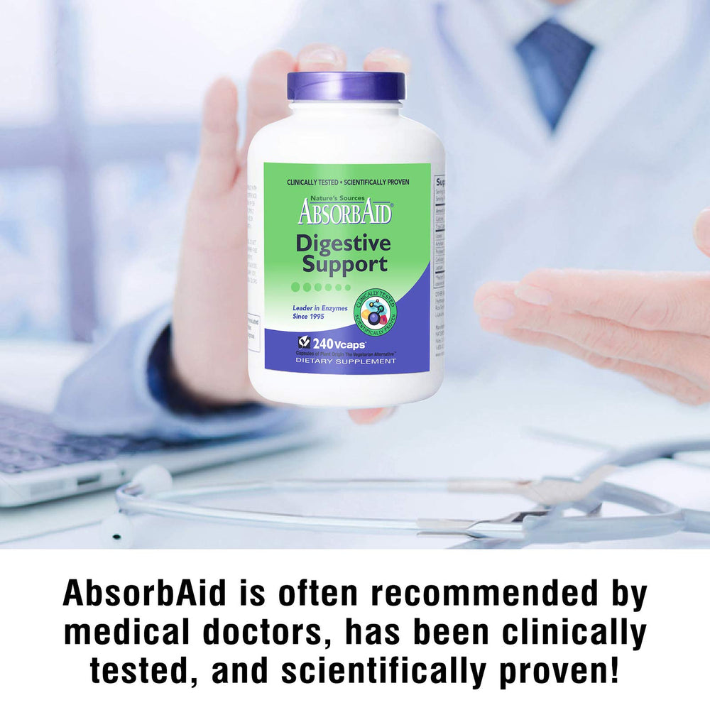 Educational image featuring AbsorbAid claims about improved absorption for meals.