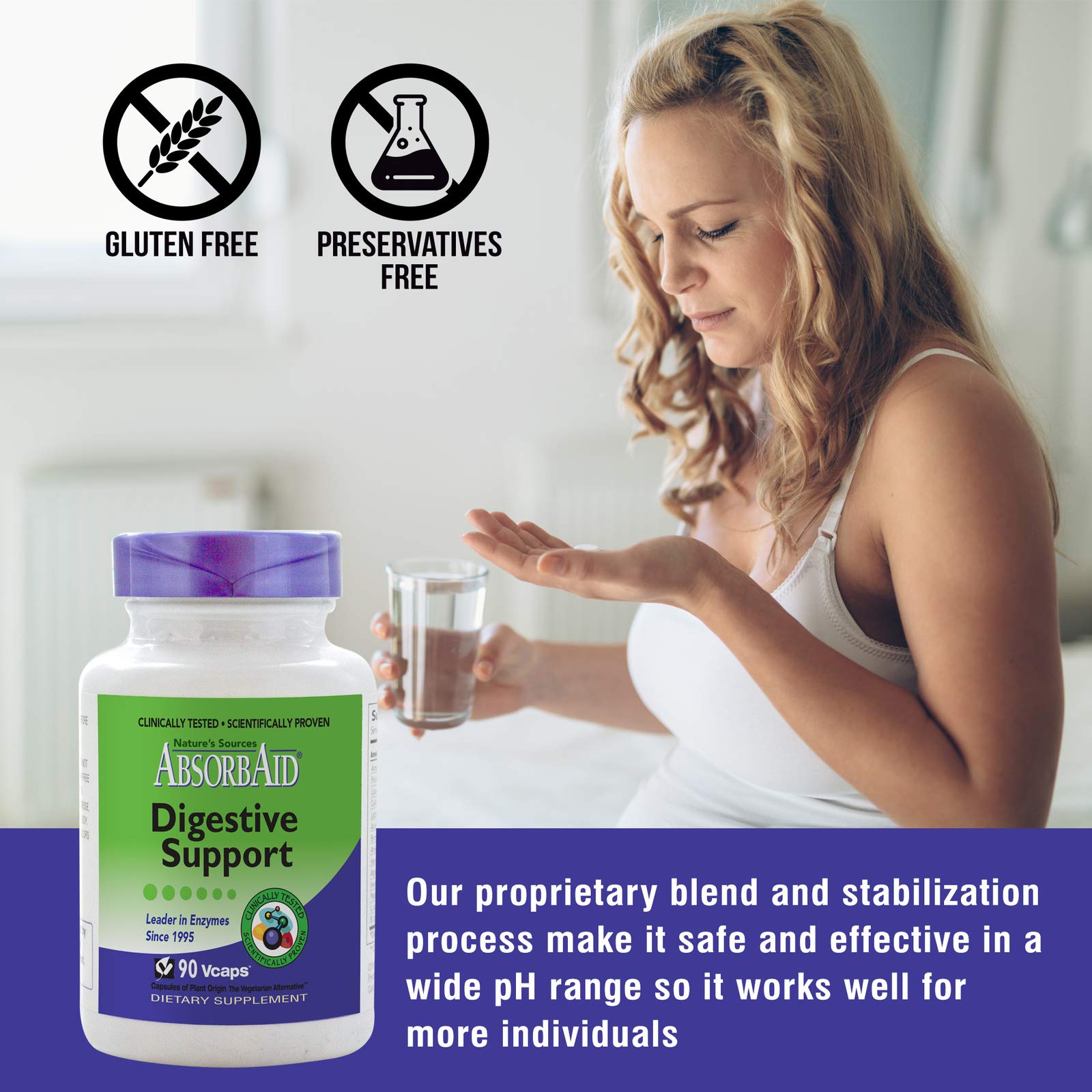 AbsorbAid natural ingredients shown on bottle side for a clean label.