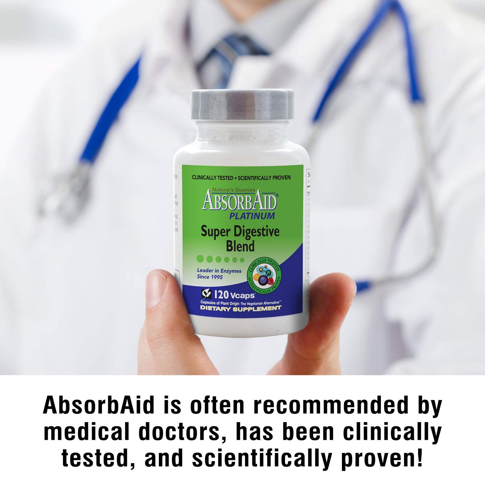 AbsorbAid Platinum bottle on shelf in a clean kitchen setting