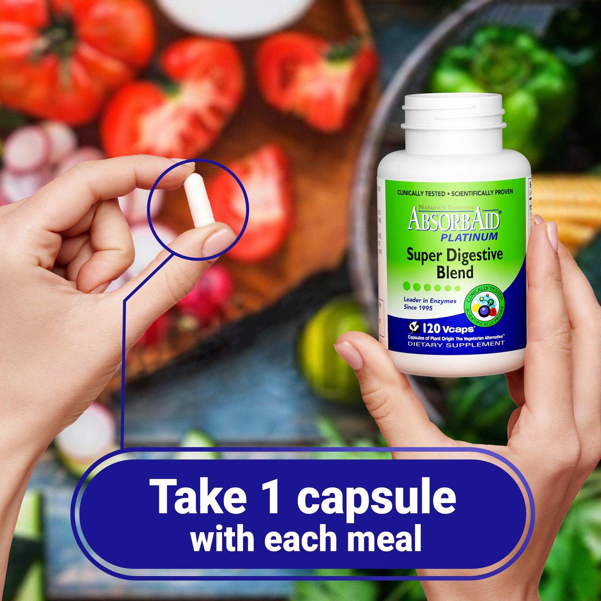 AbsorbAid Platinum on dining table paired with healthy foods