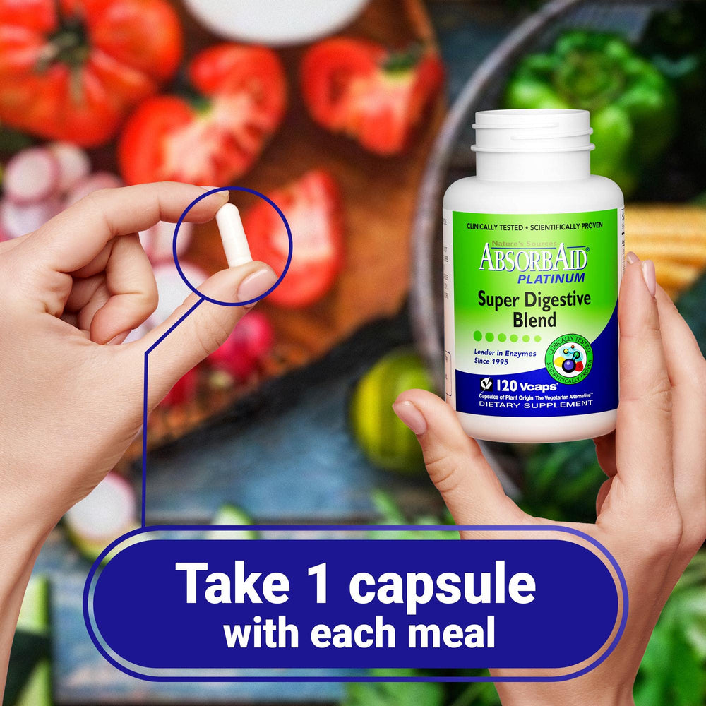 AbsorbAid Platinum on dining table paired with healthy foods