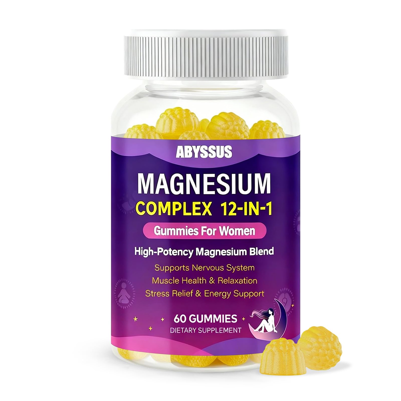 ABYSSUS Magnesium Complex Gummies pack closeup for daily wellness support.