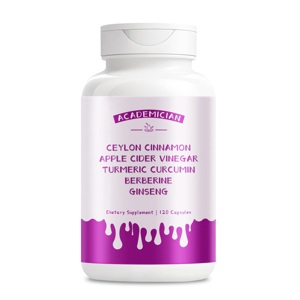 ACADEMICIAN berberine acv turmeric capsules bottle supports a daily wellness routine.