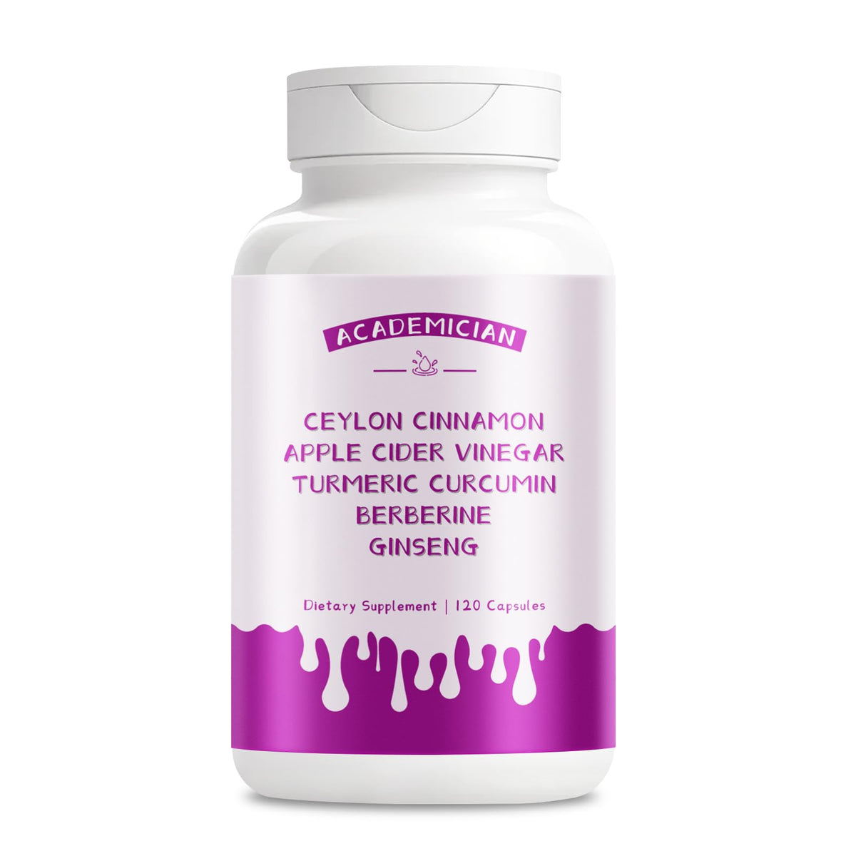 ACADEMICIAN berberine acv turmeric capsules bottle supports a daily wellness routine.