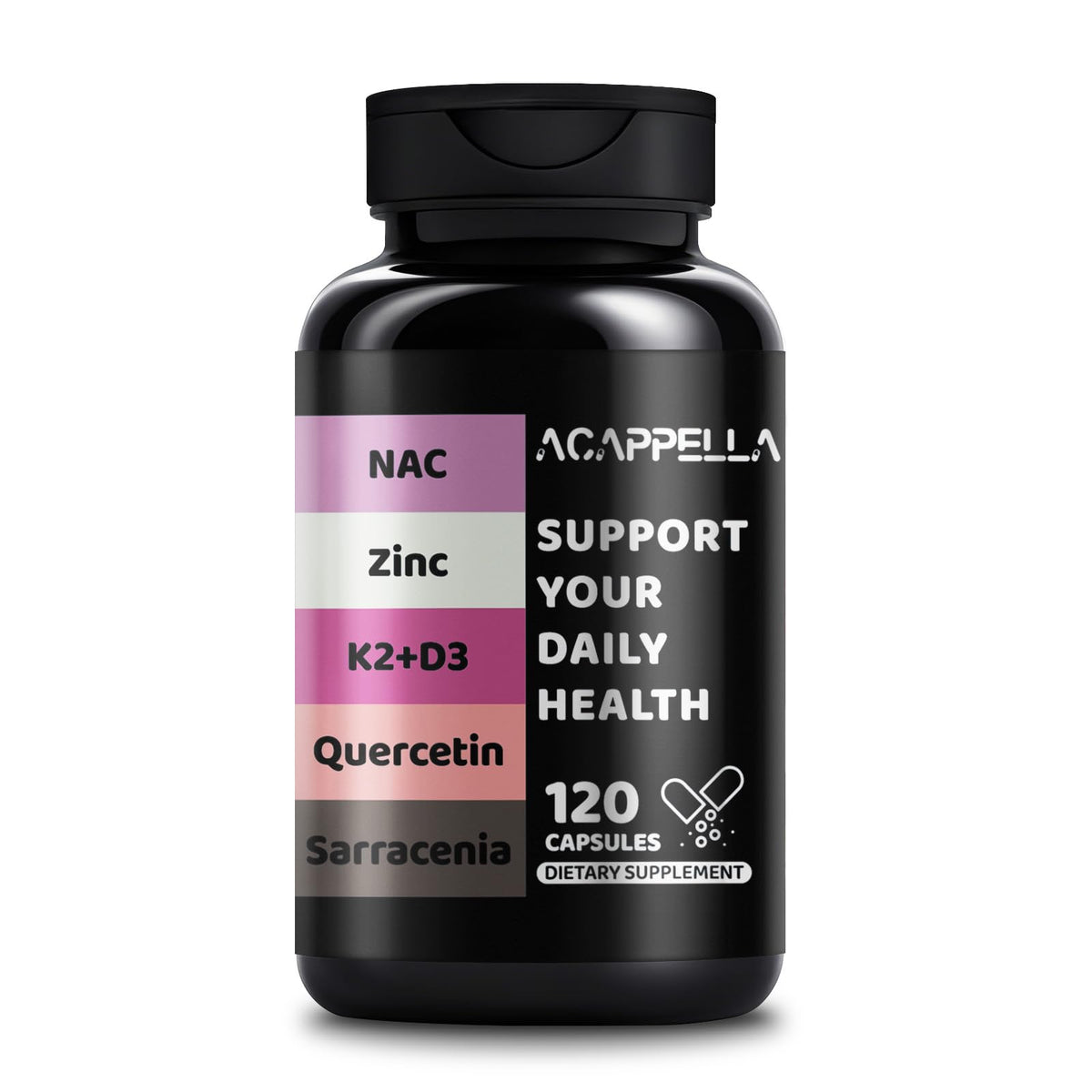 ACAPPELLA NAC capsules bottle highlighting immune support for daily wellness.