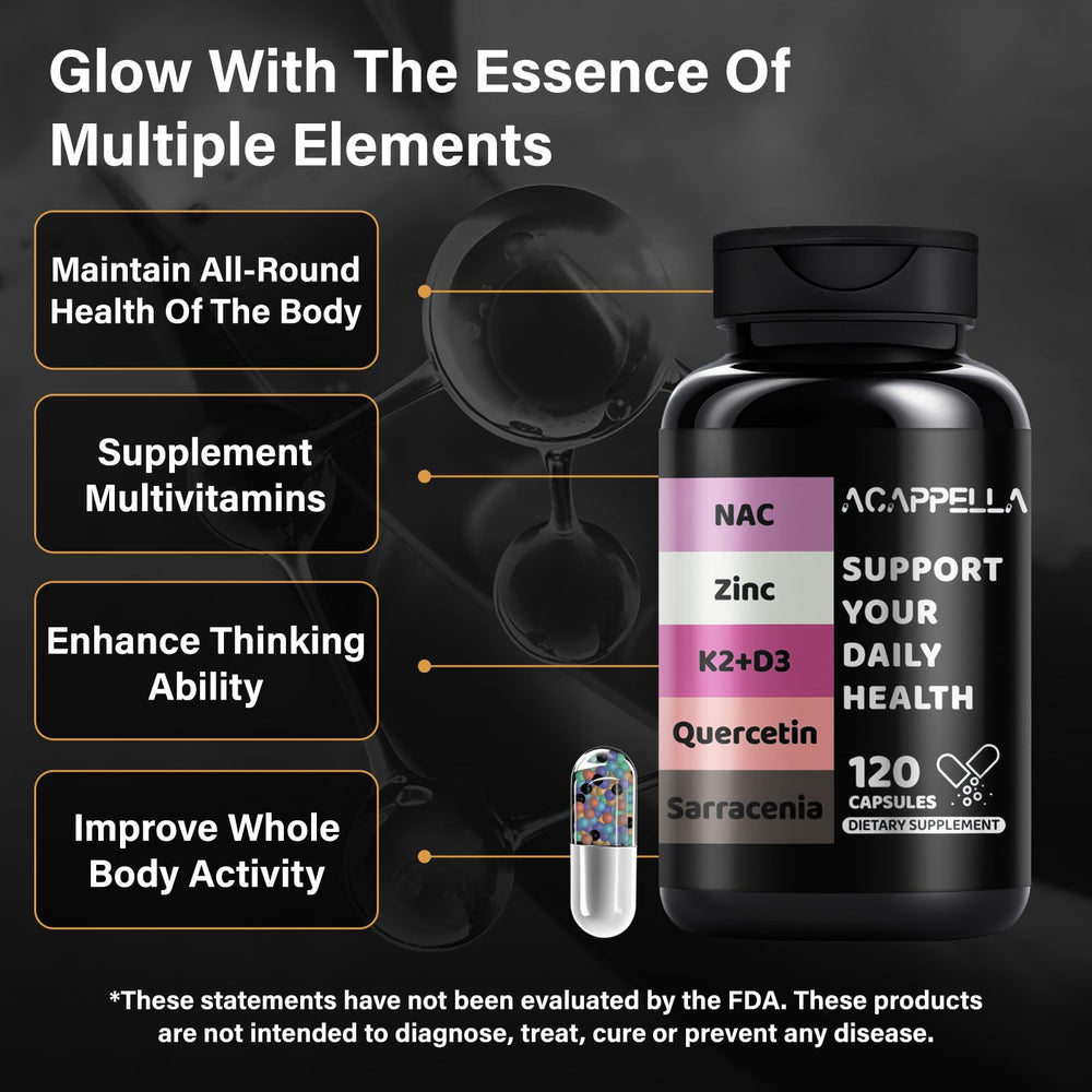 ACAPPELLA vitamin D3 K2 zinc capsules with potential immune support benefits.