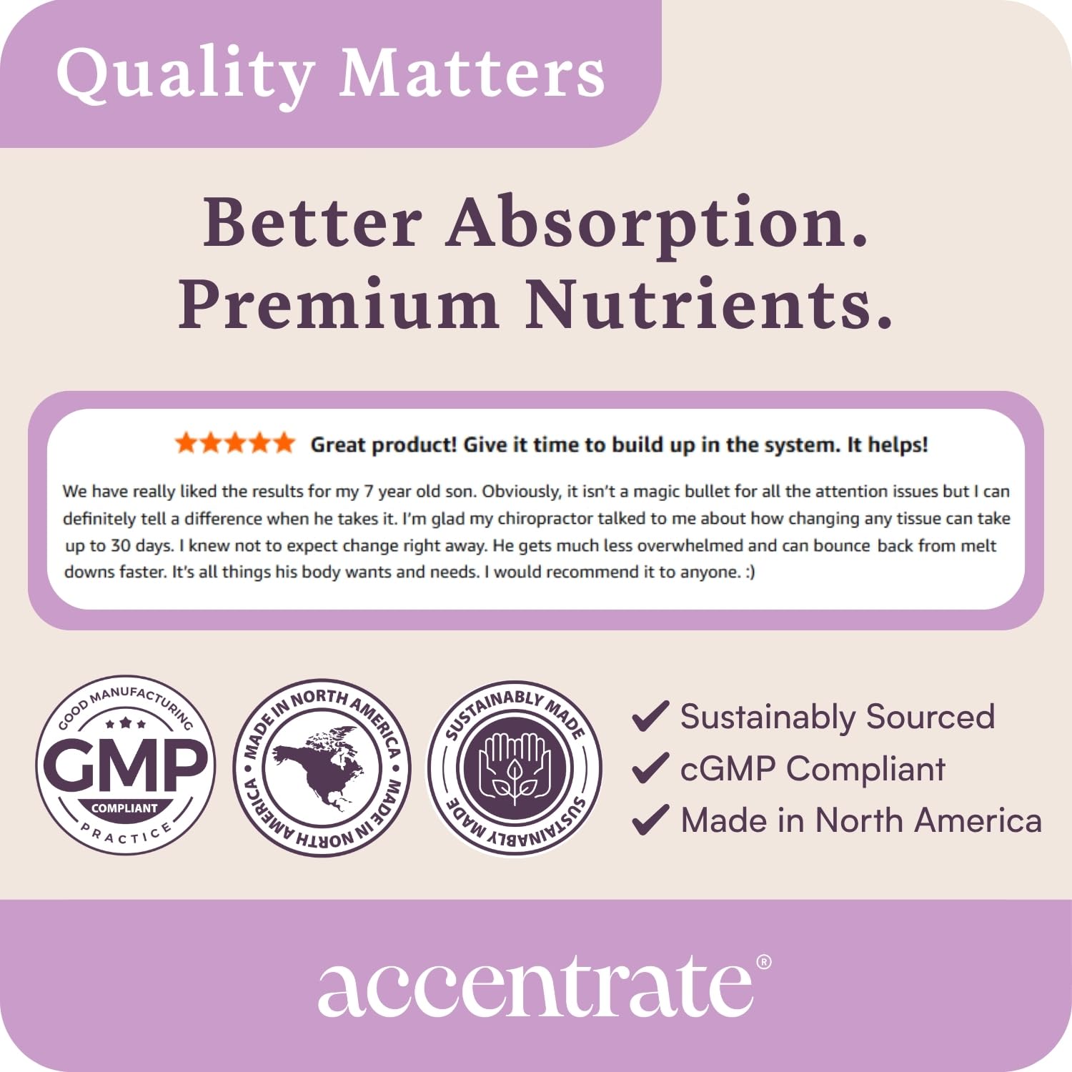 Accentrate morning routine scene communicates consistent focus support.
