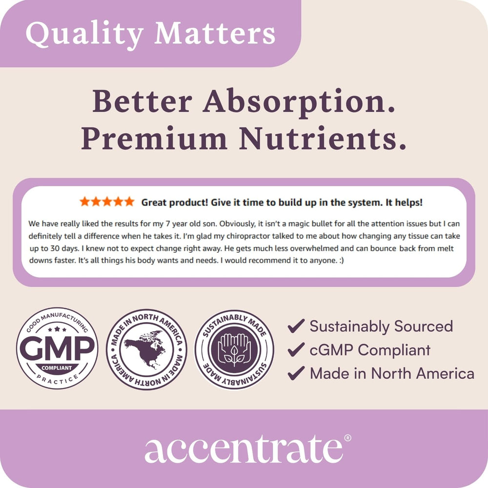 Accentrate morning routine scene communicates consistent focus support.