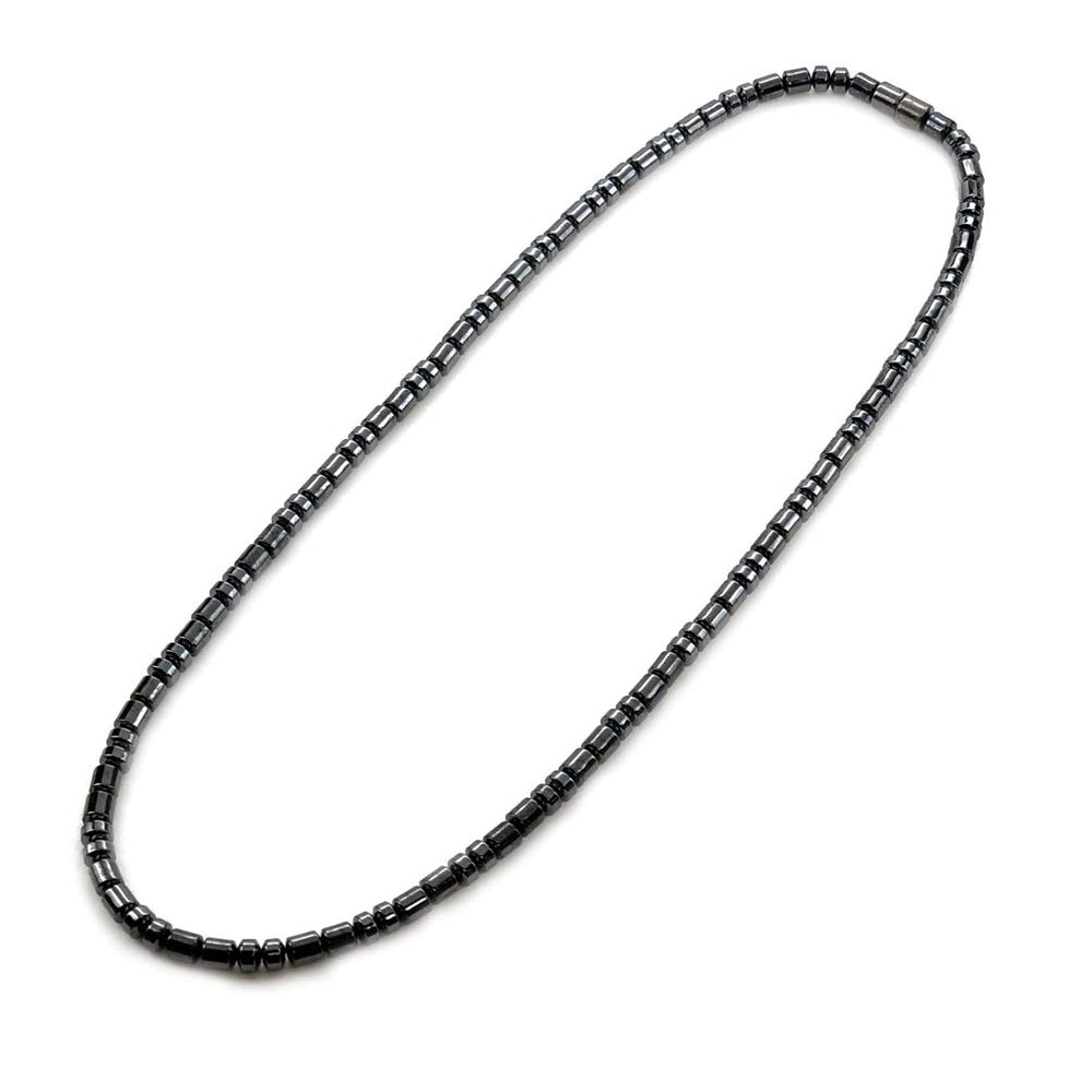 Accents Kingdom magnetic hematite drum beads necklace with a strong clasp.
