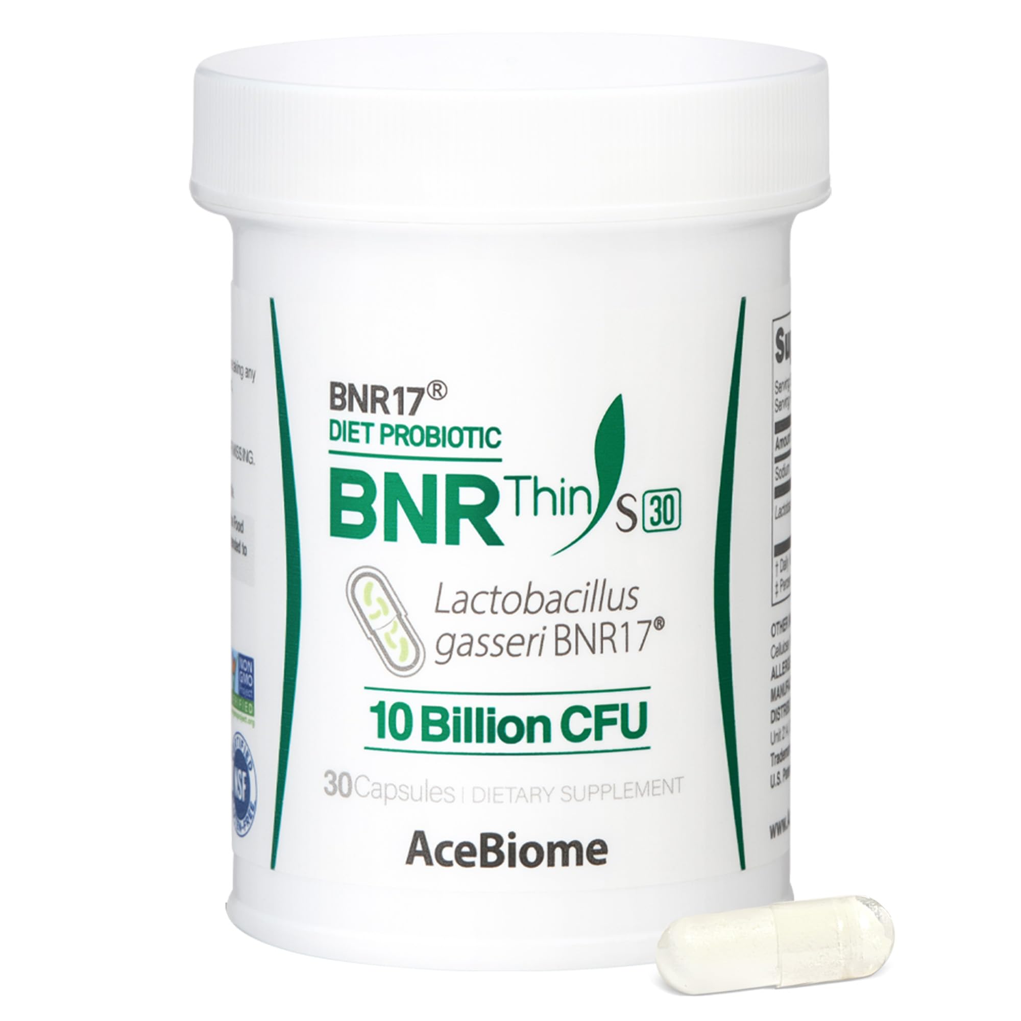 AceBiome BNRThin S30 bottle front communicates trusted probiotic support for daily gut balance