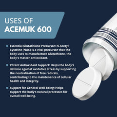 Acemuk NAC 600 mg two-pack box displayed for daily wellness.
