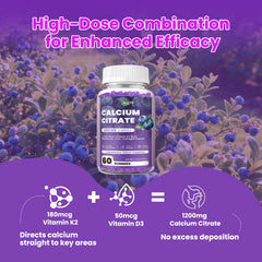 ACEYO Calcium Citrate Gummies blueberry jar closeup highlighting sugar-free, tasty daily calcium support