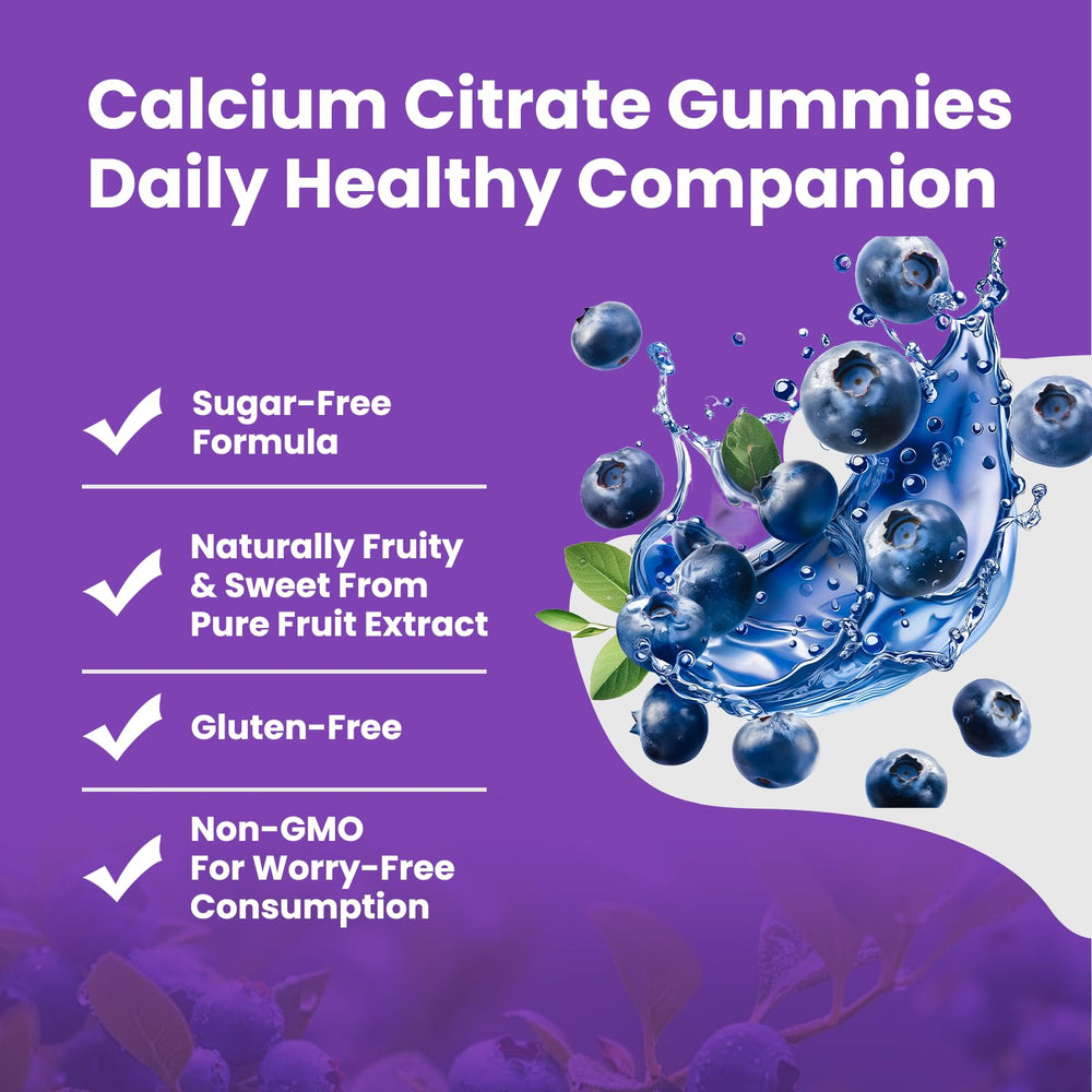 Supplement facts view of ACEYO Calcium Citrate Gummies highlighting D3 and K2 for calcium delivery