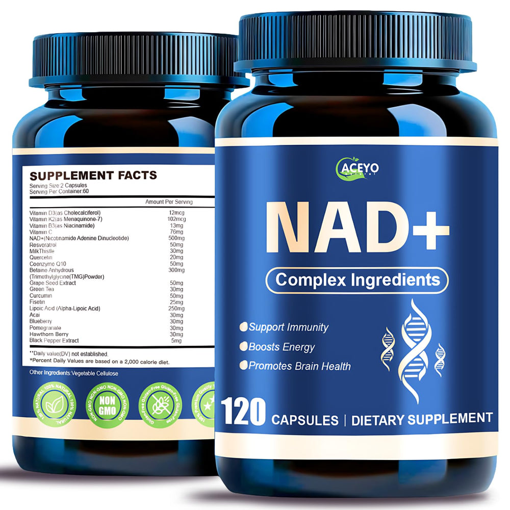 ACEYO NAD+ bottle front, inviting daily use for energy and vitality.