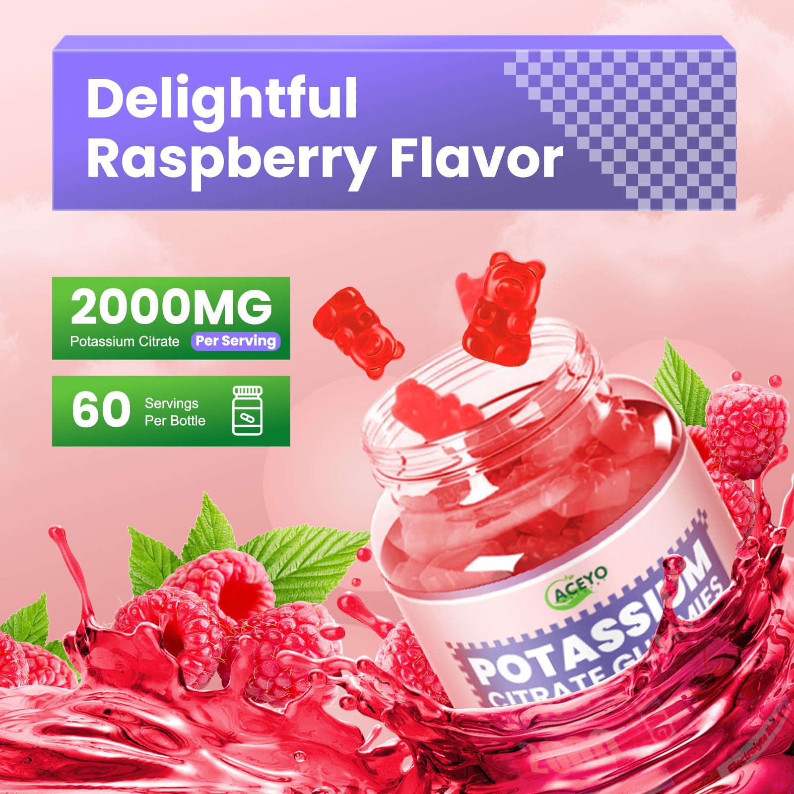 ACEYO daily-dosing visual emphasizes 60-count supply for a full month.