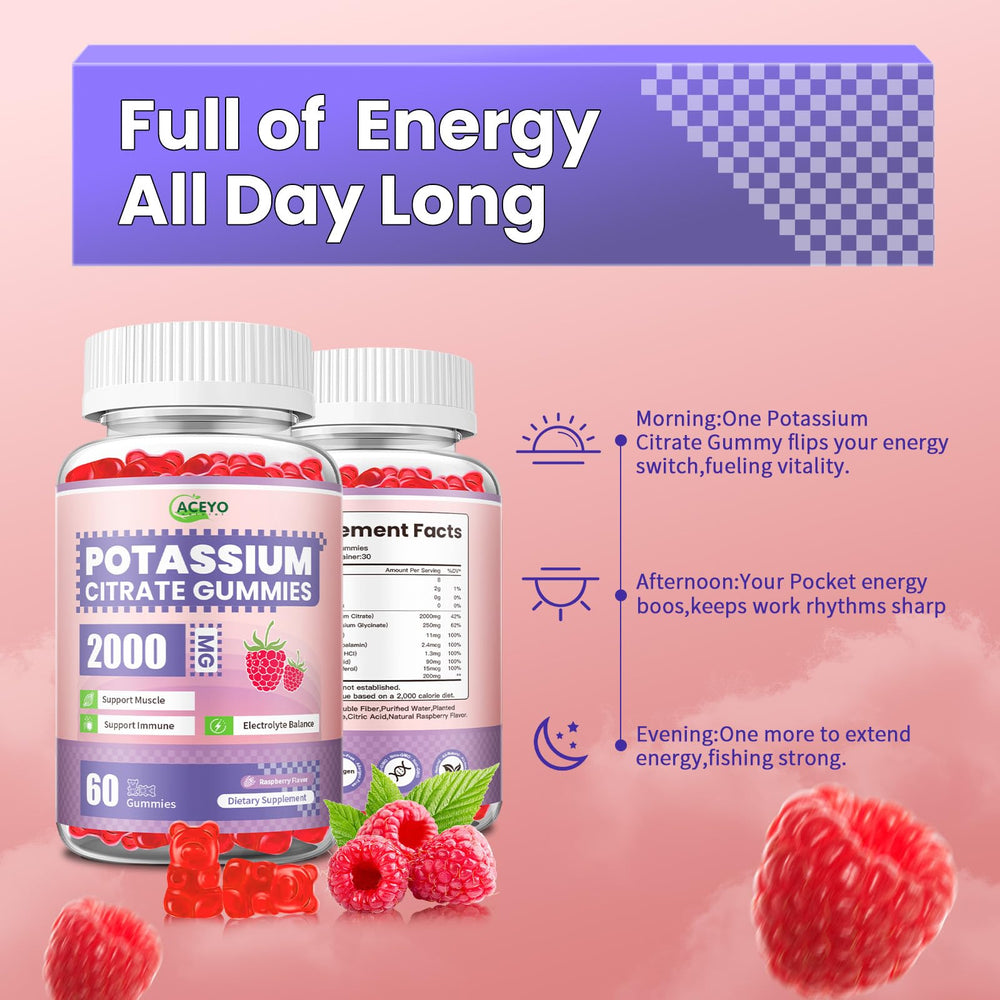 ACEYO gummies closeup highlighting texture and high potency formula for nutrient absorption.